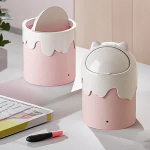 

Мини-настольный мусорный бак с крышкой, милый маленький мусорный бак для спальни, тумбочка, офисный домашний настольный контейнер для мусора