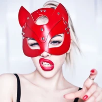 Red Leather Mask Women Sexy Cosplay Cat Mask Bondage Half Face Masks Gothic Masquerade Ball Fancy Masks BDSM Erotic Accessorie - Image 3