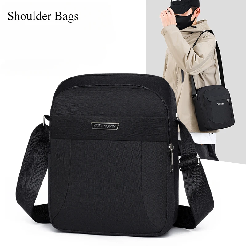 Men's Shoulder Bag Retro Oxford Men Side Crossbody Bags Fashion Solid-Color Casual Business Bag Large Capacity Multipurpose Bag