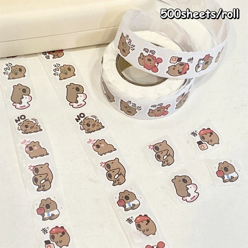 500Sheets Fashion Trend Cute Cartoon Capybara Sticker Creative Kawaii Water Cup Guitar Phone Case Decor DIY Sticker Kid Sticker