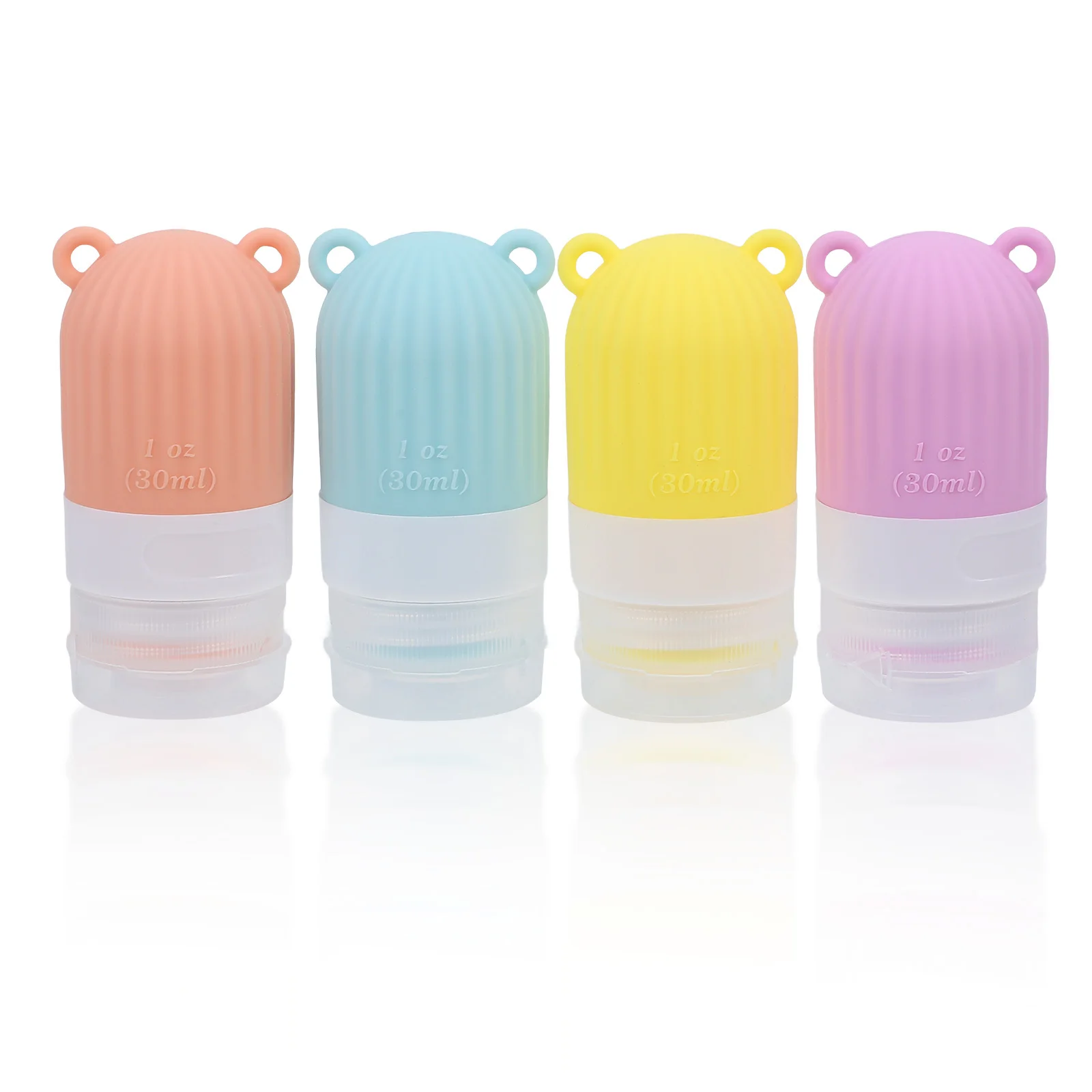 

4Pcs Empty Makeup Bottles Silicone Travel Containers Portable Travel Cream Jars Small Squeezing Lotion Bottles