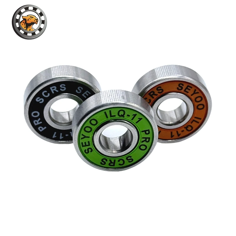8 Uds 608RS ILQ-11 verde 8x22x7mm rodamientos de rueda de patines sello de ranura profunda ABEC-9 rodamientos de bolas en miniatura para monopatín