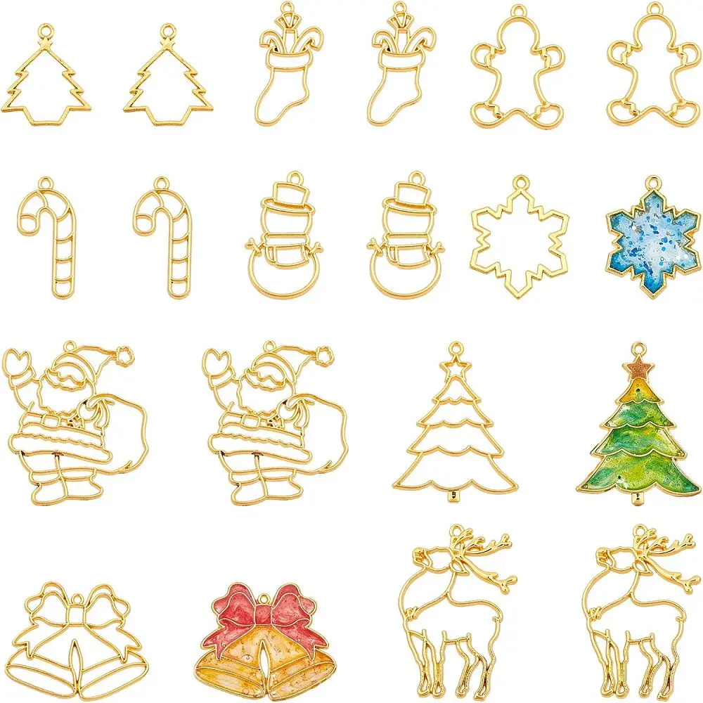 

Christmas Zinc Alloy Open Back Bezel Pendants For DIY UV Resin Epoxy Resin Pressed Flower Jewelry Long-Lasting Plated