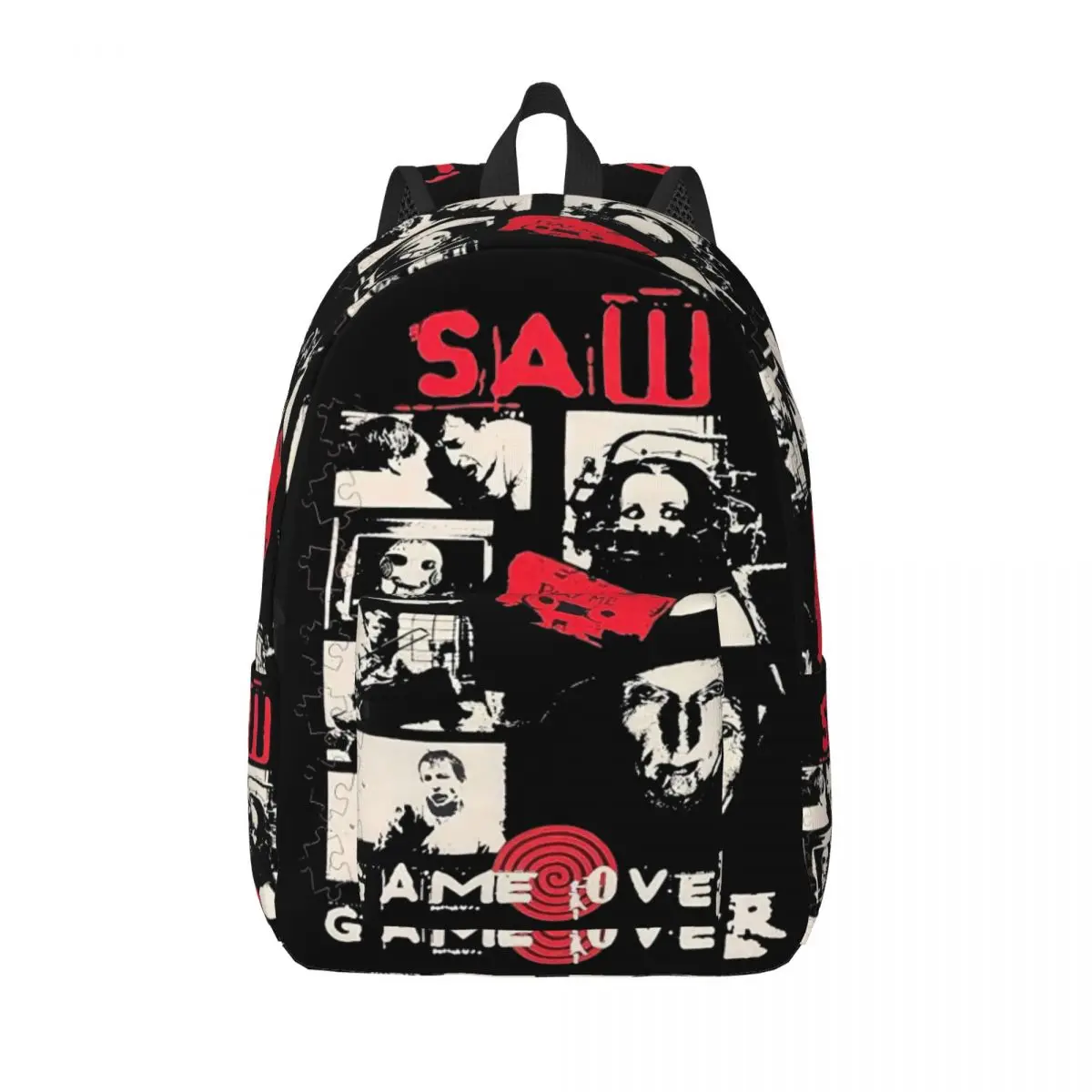 

Винтажный рюкзак с надписью Saw Jigsaw, школьный рюкзак для пешего туризма, путешествий, рюкзак из фильма ужасов, забавные холщовые сумки для ноутбука на Хэллоуин, легкие