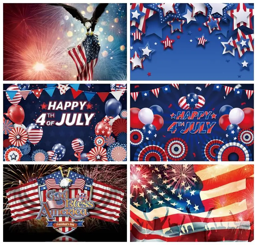 

Laeacco Happy 4th of July Backdrop Independence Day USA Veterans Memorial National Day Party Portrait Photography Background