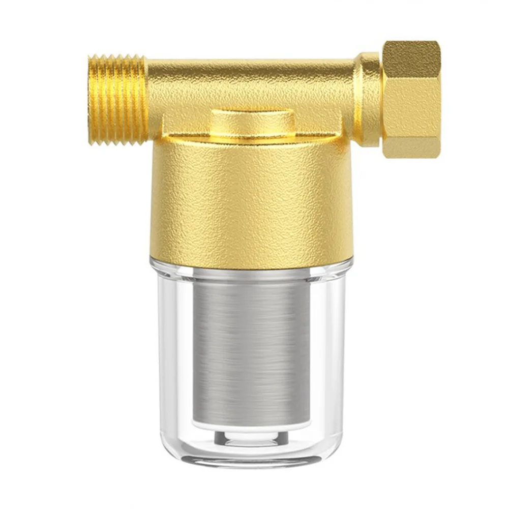 

Copper Water Filter Brass Water Pipe Filter Garden Hose Filtering Transparent Housing Design 40 m Filtration 90X80X45mm