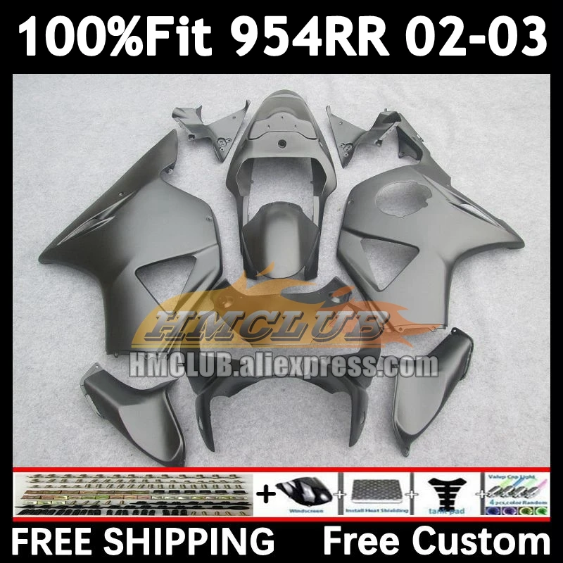 Injection Fairing For HONDA CBR900RR CBR 900 954 CBR900 CBR954 matte black RR 92No.9 CBR 954RR 02 03 CBR954RR 2002 2003 Bodys