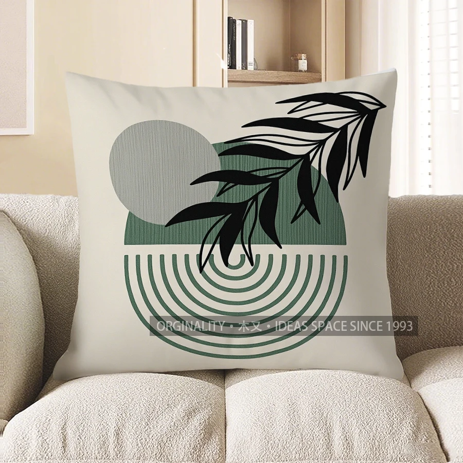 Home Decor Modern Geometric & Leaf Pattern Throw Pillow Pattern Cushion Cover Suitable For Sofa Bedroom Car Pillow Cover view 4