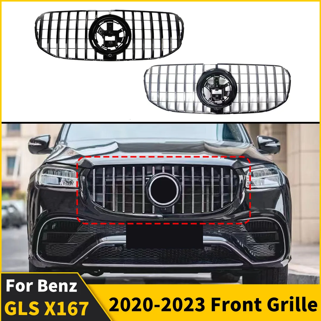 

GT Style Front Bumper Grille Grill Accessories Tuning For Mercedes X167 Benz GLS 2020-2023 400 450 580 GLS400 GLS450 Tuning