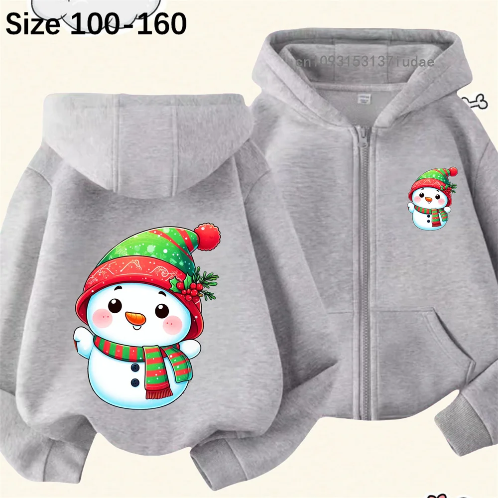 

Christmas Snow Hoodie Children's Clothing Girl's Clothing Fashion Baby Boy's Clothing Autumn Warm Sports Zipper Jacket Top
