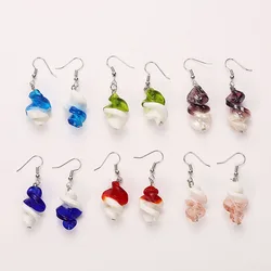 QianBei Wholesale Fashion 6Pairs Handmade Murano Lampwork Glass Mix Color Women's Round Earrings Female Jewelry