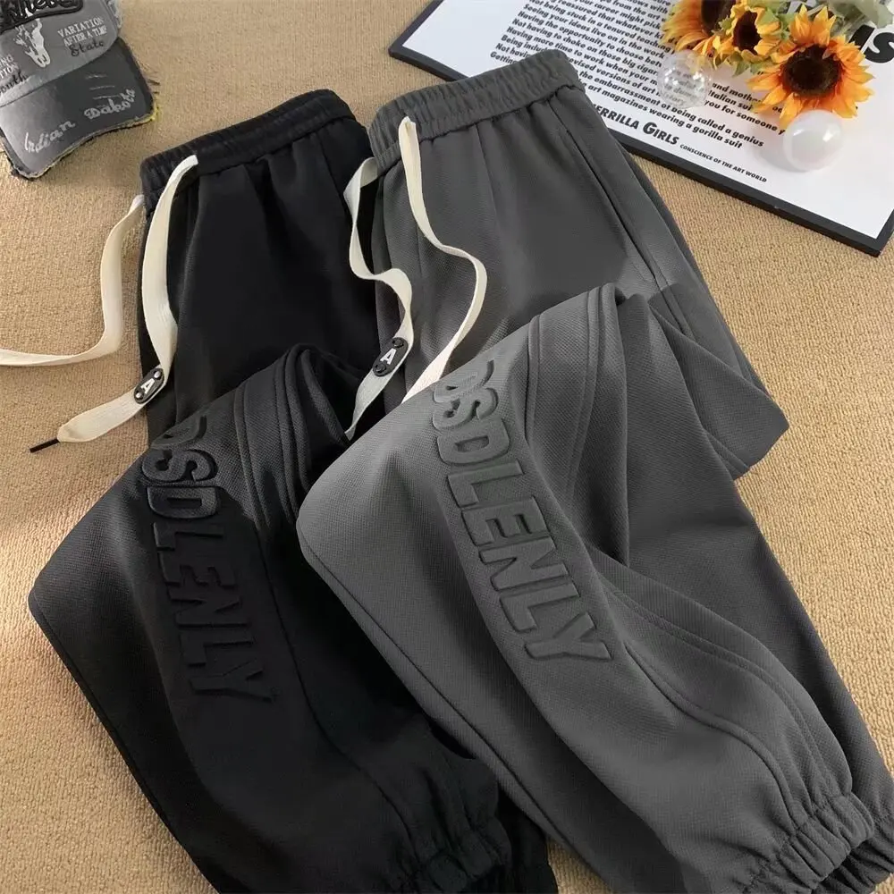 

Autumn and Winter Casual Pants Heavy duty Double sided Cotton Athletic Pants Trendy Brand Letter Steel Printed Legged Pants Tren