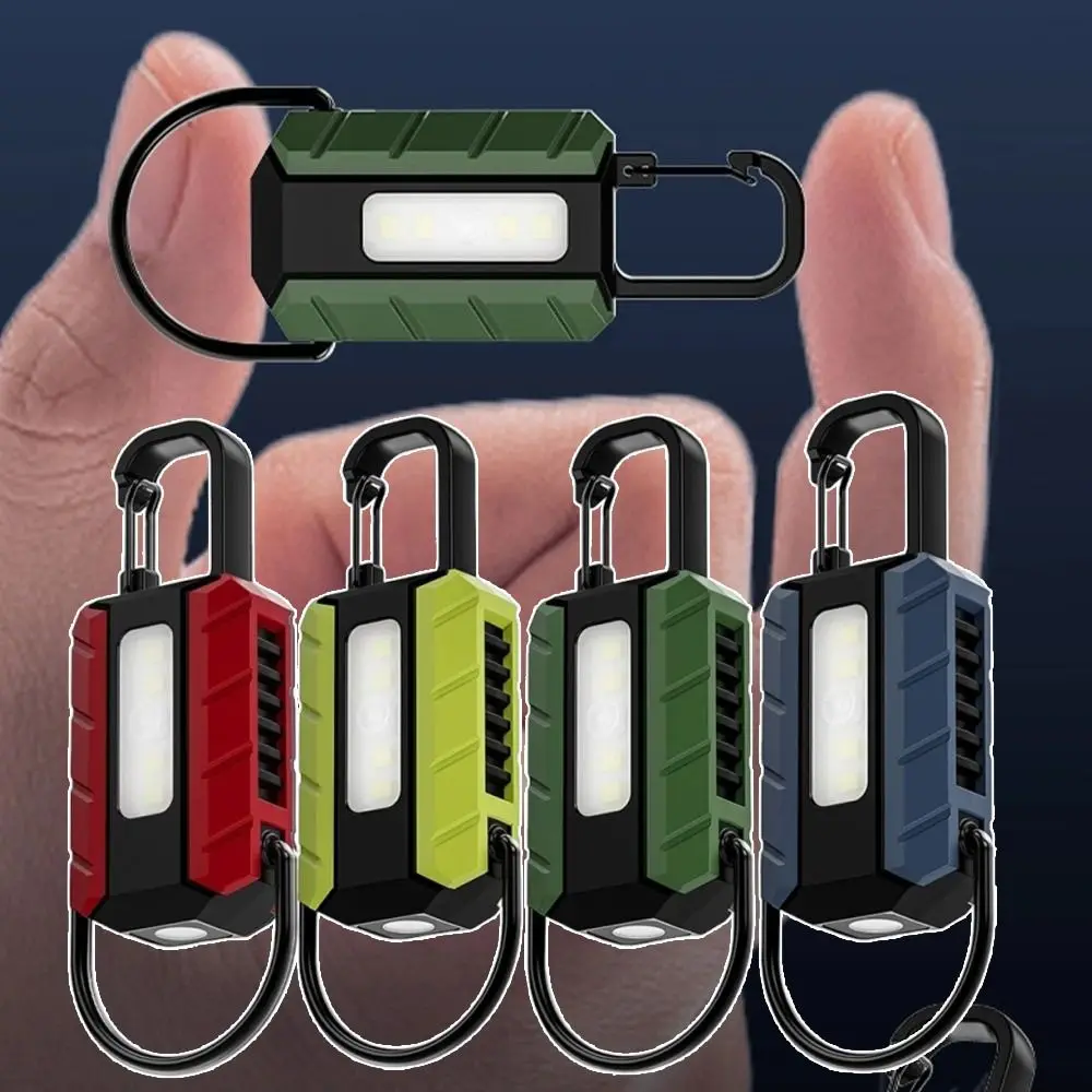 6 Gears LED Keychain Flashlight Dual Light Source Portable LED Torch Lamp Multifunction USB Rechargeable Mini Keychain Light