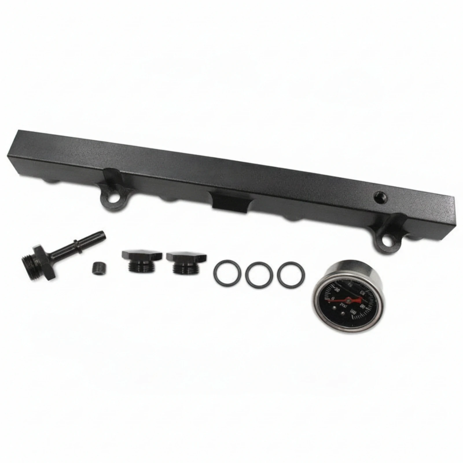Fuel Rail with Gauge and Fittings Aluminum Fuel Rail with Fittings High-Performance Direct Bolt-on for Tuners, Engine Bay