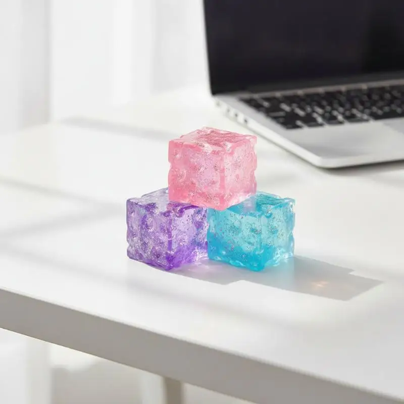 Stress Relief Glitter Squeeze Cube Toys 12 Pcs Soft Stretchy Fidgets for Kids Treasure Box Prizes Party Supplies