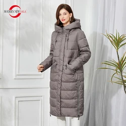 MODERN NEW SAGA Winter Women Coat Quilted Coat Thick Warm Padded Jacket Winter Long Jacket Hooded Parka Women Overcoat Outerwear