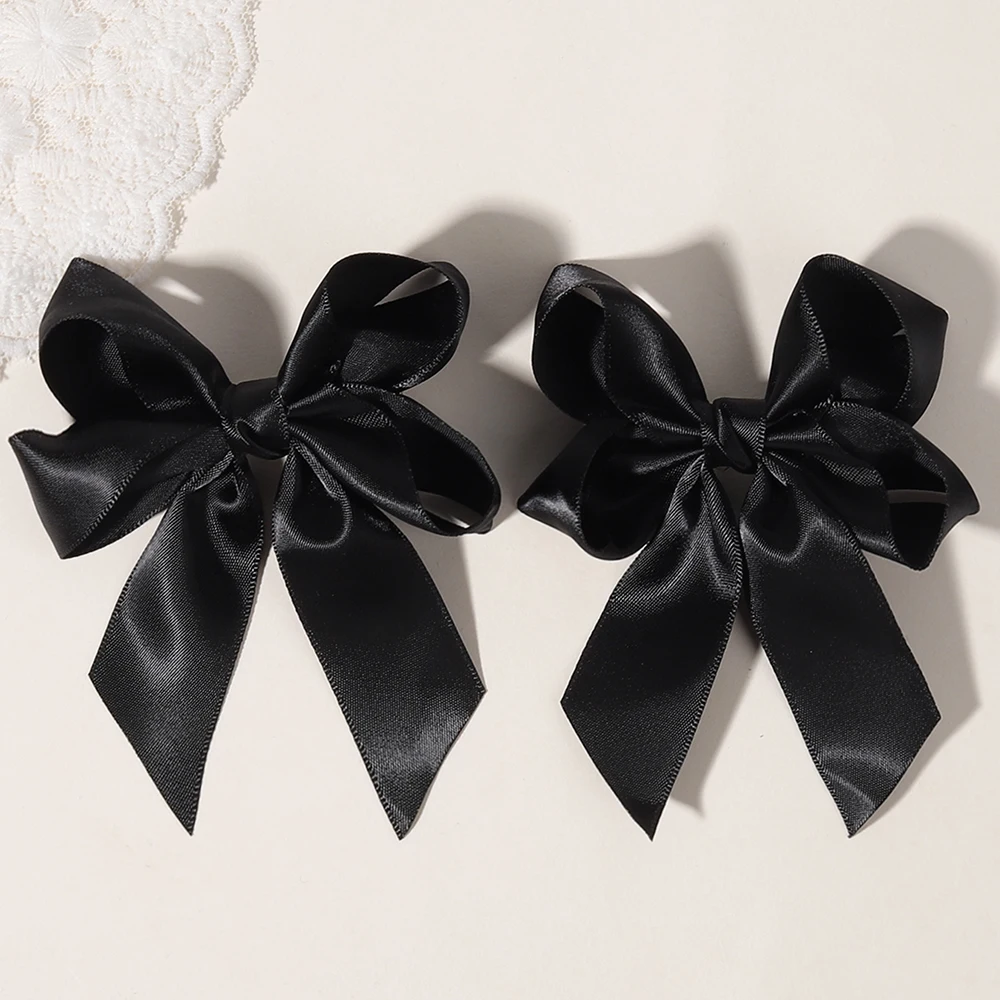 2 Stück/Set Kinder-Haarspangen Einfarbige Schleifenclips für Mädchen Zarte Bandschleifen Haarnadeln Kinder-Haaraccessoires – Detail 14