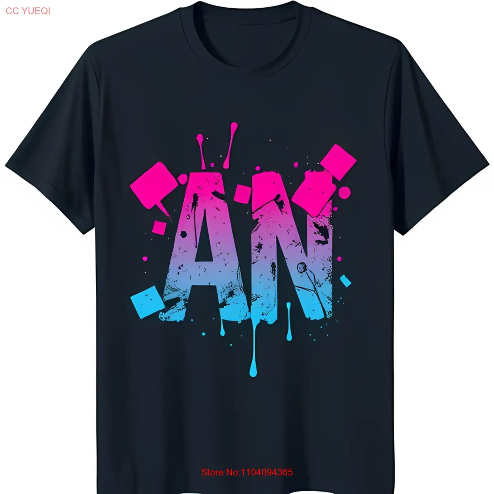 

Футболка смелого градиентного цвета с уникальным дизайном разбитого бетона и брызгами