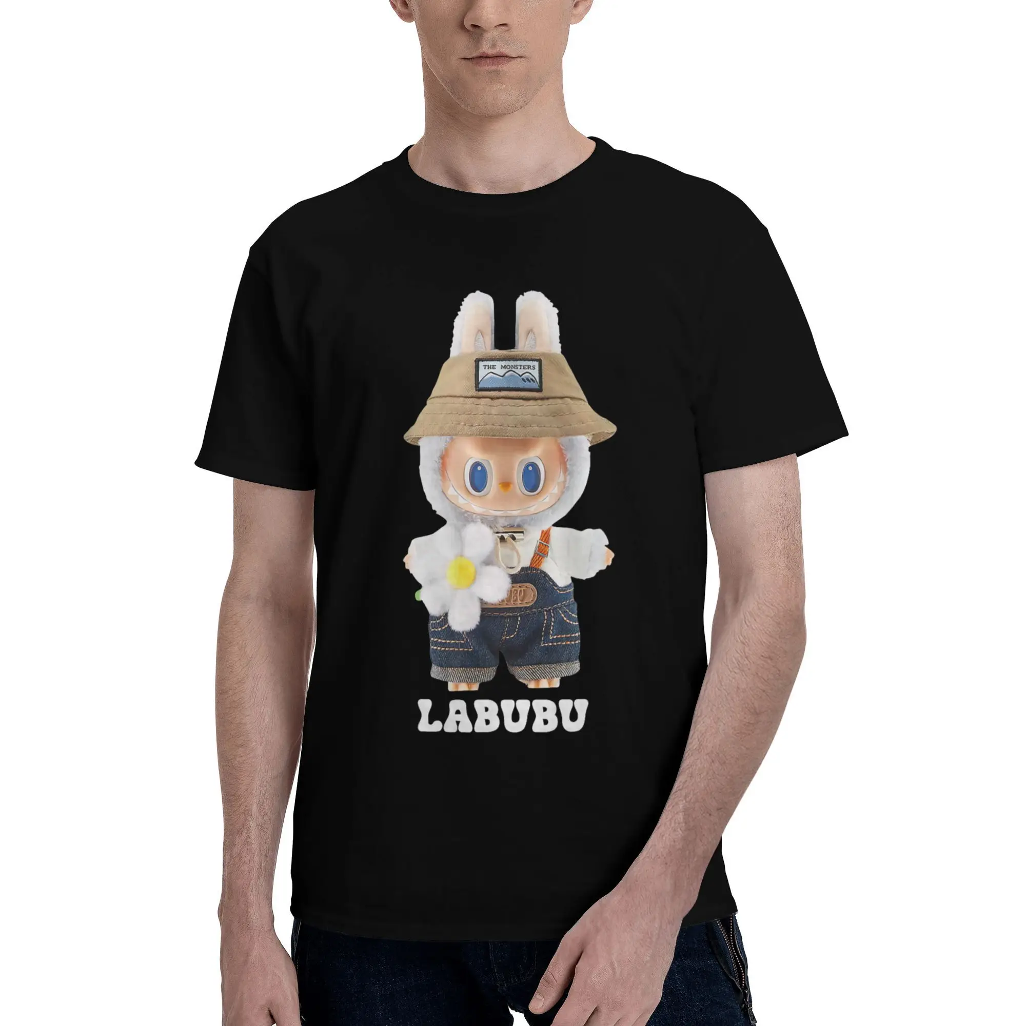 

Funny Funny Labubu Happy T-Shirts for Men Crew Neck 100% Cotton T Shirt Short Sleeve Tees Printed Clothing
