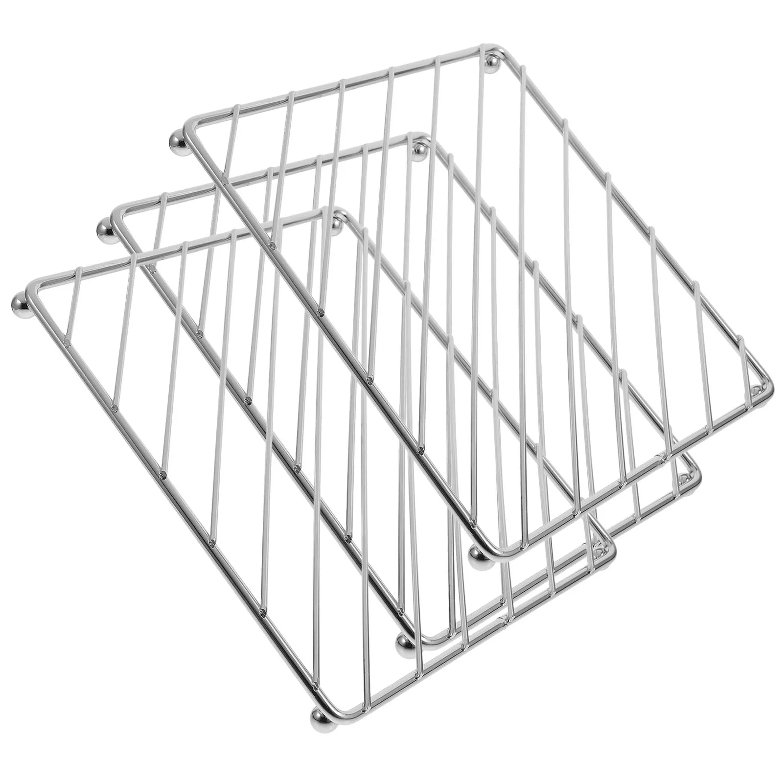 

3Pcs Metal Insulation Pad Iron Square Table Mat Heat Resistant Non-Slip Pot Holder for Kitchen Dining Desktop Use