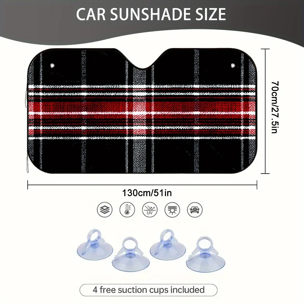 One Piece Of A New Year Plaid Striped Car Sun Visor, Perfect For Every Kind Of Driver, Enhances The Driving Experience By Minimi