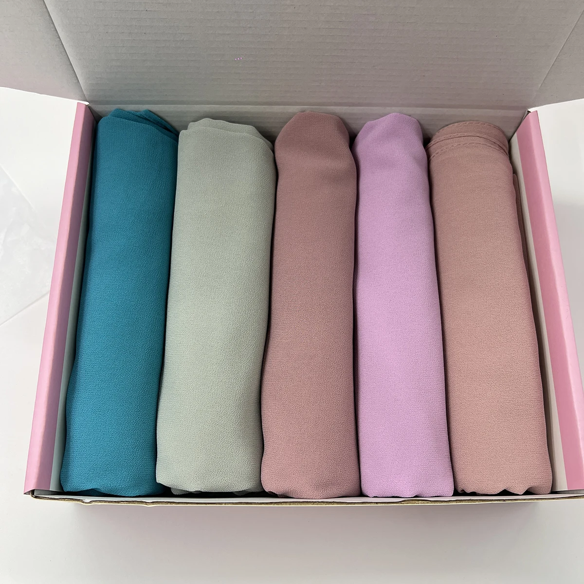 5 Teile/schachtel Plain Hijab Blase Chiffon Schal Frauen Einfarbig Muslimischen Schals Hijabs Stirnband Islamischen Kopftuch Foulard Femme – Detail 9