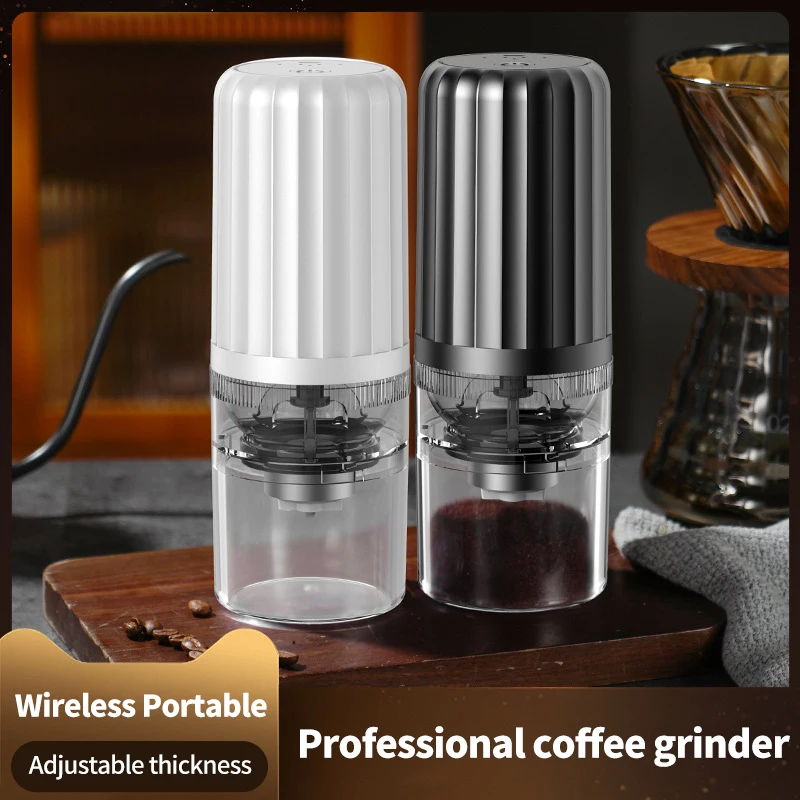 

Портативная беспроводная USB перезаряжаемая электрическая кофемолка для кемпинга на открытом воздухе, автоматический регулируемый размер помола для путешествий