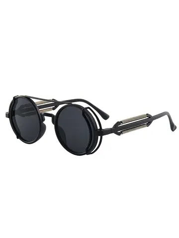Classic Gothic Steampunk Sunglasses Luxury Brand Designer High Quality Men and Women Retro Round Pc Frame Sunglasses