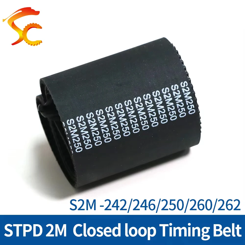 ONEFIRE S2M Timing belt Pitch length 242/246/250/260/262mm Width 6/9/10/15mm STPD 2M Rubber Synchronous belt