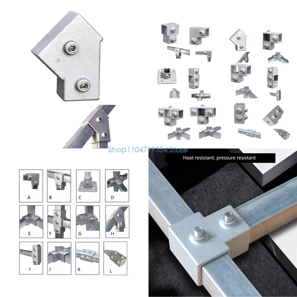 0XLD 25X25mm Square Tube Connector Connection Fastener Aluminum Alloy 3 Way Elbow Pipe Fitting Connector Accessories