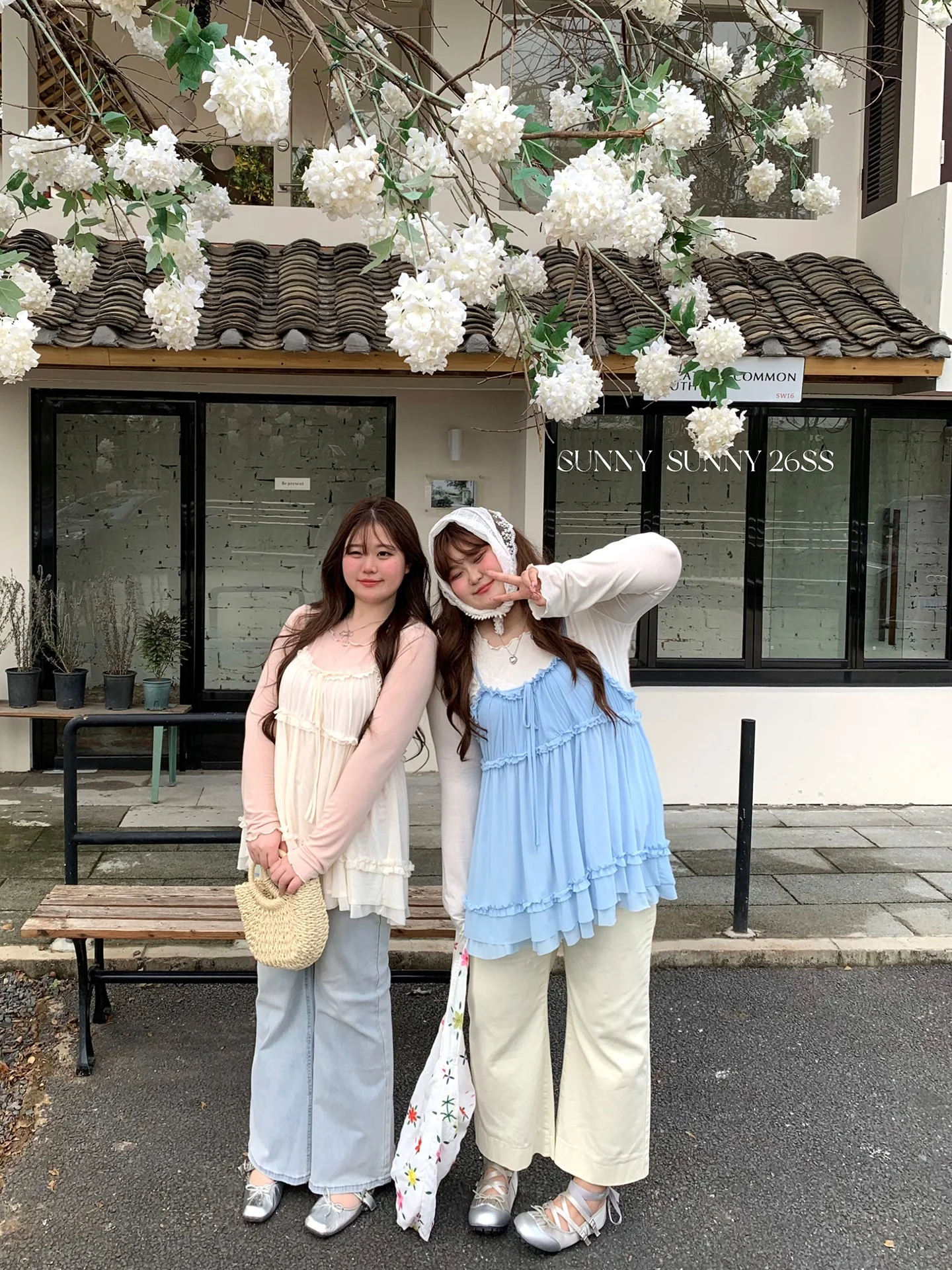 

Sweet Korean Sle Fro Two-Piece Set Women's Base Layer Vest with Wood ain Ruffle for Plump Women Spring Faion