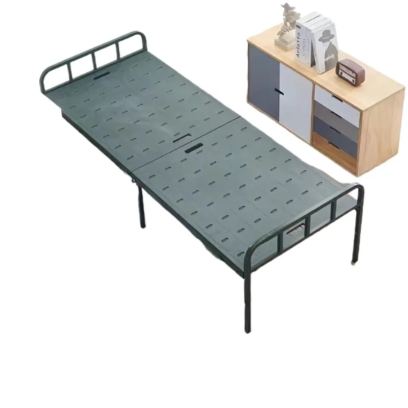 Outdoor steel-plastic folding bed, emergency disaster relief portable blow molding bed spare single bed