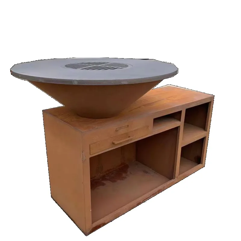 

Airo Portable Modern Powder Coated Corten Steel BBQ Grill with Pit Table for Outdoor Use