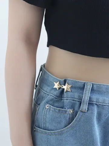 1 Pair Jeans Button Adjustable Clips for Pant Skirts Waist Tightener Buckle Snap Button Adjuster Pants Pin Retractable Button