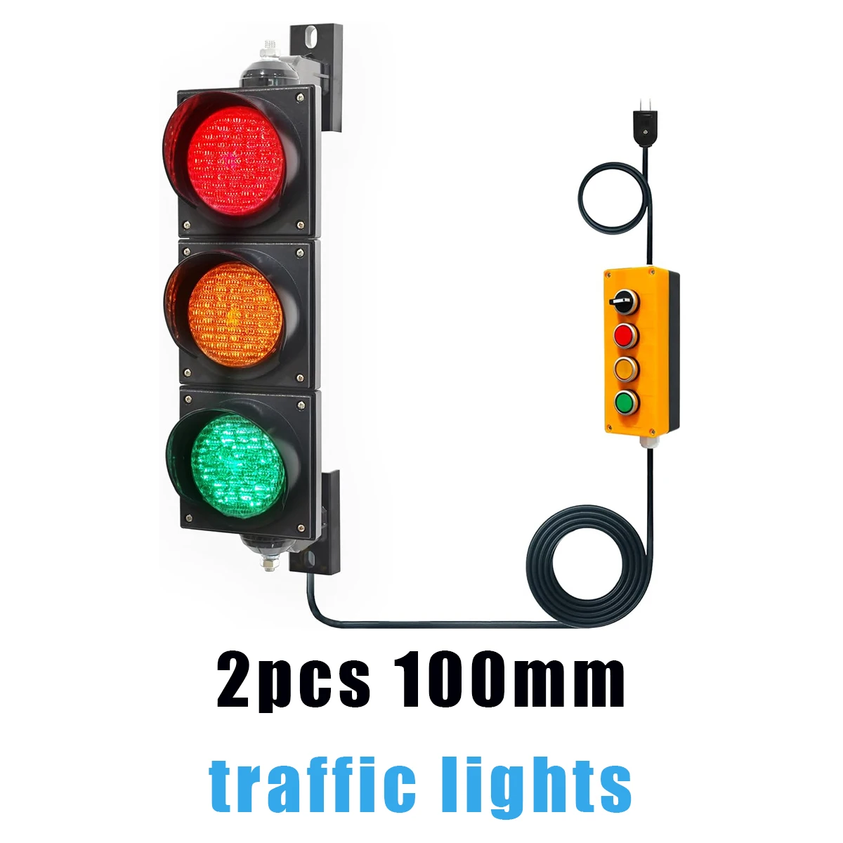 

2 шт. 100 мм светофор, водонепроницаемый и солнцезащитный, проводная кнопка управления, высокое качество для безопасности дорожного движения и подземной парковки
