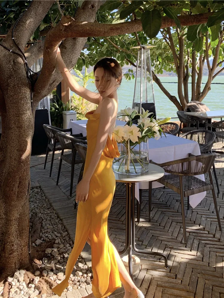 ผู้หญิงฤดูร้อนที่สง่างามกราฟิกแข็งที่กําหนดเองยาวรอยัลแขนกุดเปลือยเอวสูงA-LineยาวCamiชั้นความยาวชุดWH7