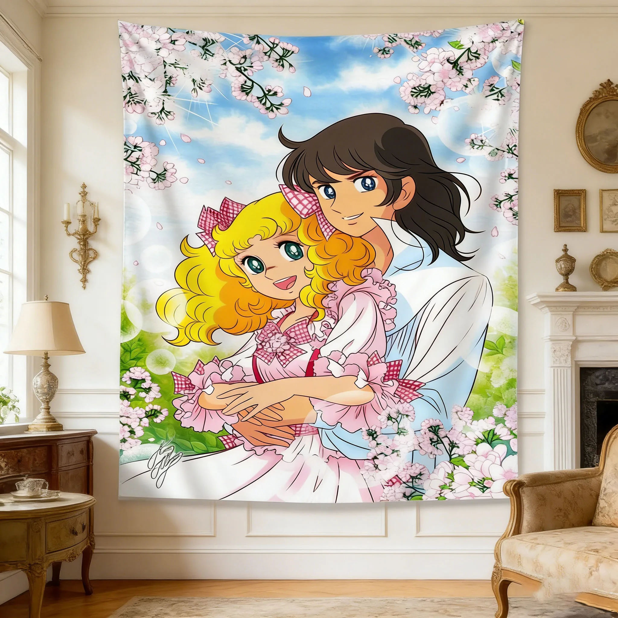 Anime Candy Wandteppich, strapazierfähiges, knitterfreies Design, perfekt für Schlafsaal, Schlafzimmer, Wohnzimmer, ideale Heimdekoration und Fotohintergrund