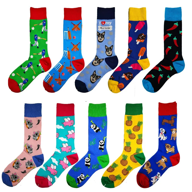 

Funny Harajuku Men Casual Cartoon Socks Donut Beer Cookies Cartoon Happy Chirstmas Gift For Men's Skateboard Socks New 2022