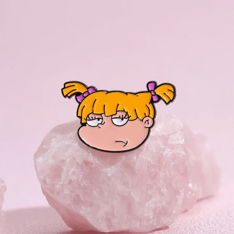 Naughty Cool Girl Enamel Pins Custom Yellow Haired Girl Brooches Lapel Badges Cartoon Funny Jewelry Gift for Friends