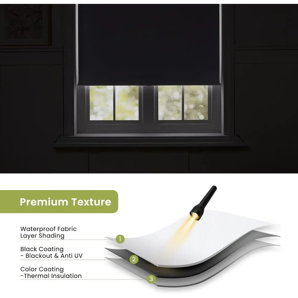 ظلال أسطوانية تعتيم لاسلكية بيضاء، 34 × 72، معزولة حراريًا، حماية من الأشعة فوق البنفسجية للمنزل والمكتب