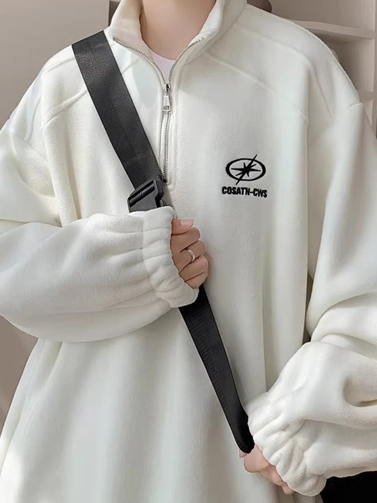 

Men's Fce Jaet Loose Fit Zipper Closure f High Collar Sweatirt Trendy Brand Casual Youthful Autumn Winter Outerwear