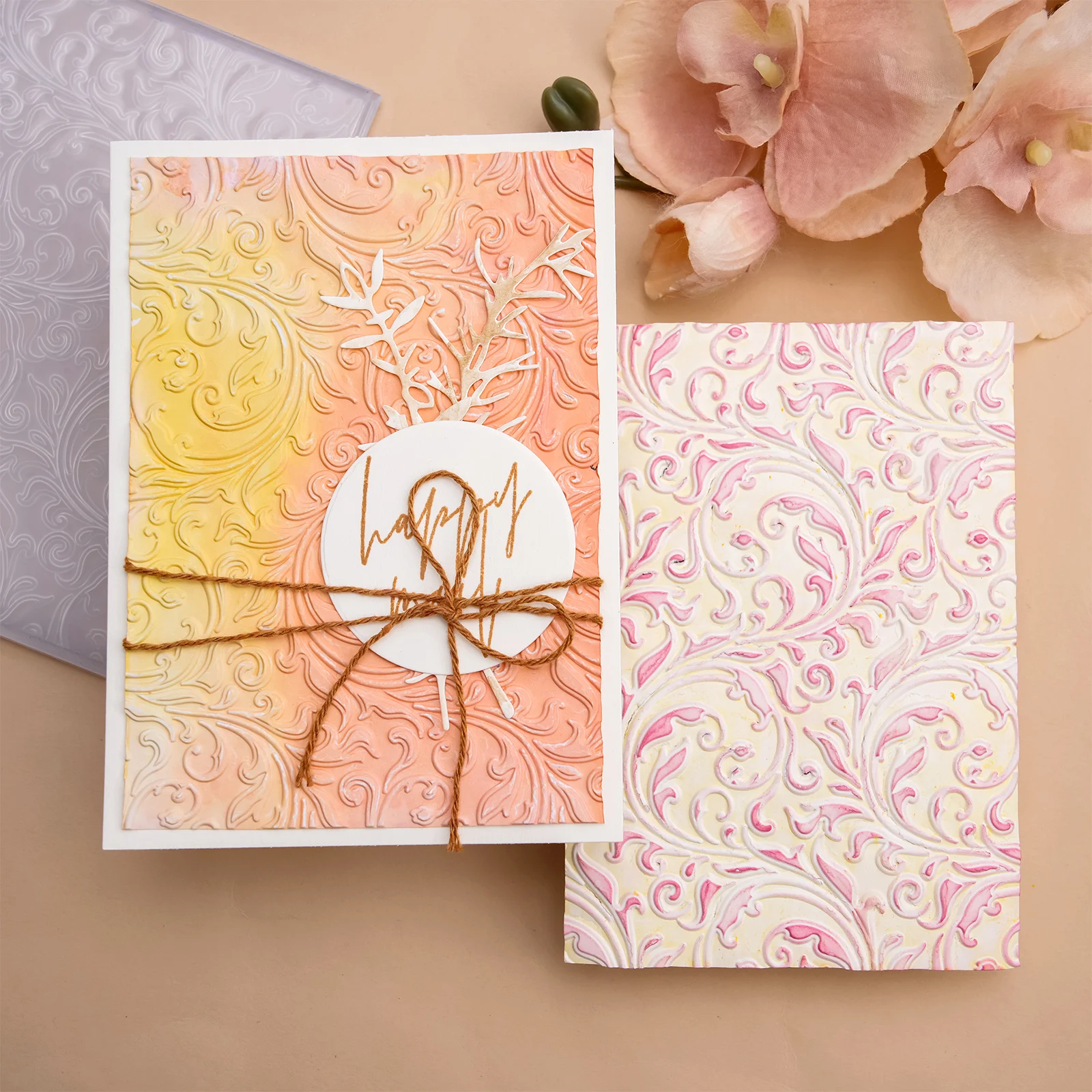 Curly Pattern 3D Embossing Folder Texture Pattern Background DIY Scrapbook Decorative Cardboard Crafts Project Making