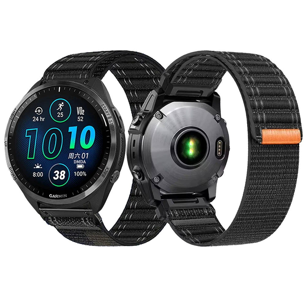حزام نايلون منسوج رياضي قابل للتنفس لـ Garmin Fenix 8 E 7 Pro 47 مللي متر/MARQ 2/Forerunner 965 955 945/Descent G1 QuickFit سوار
