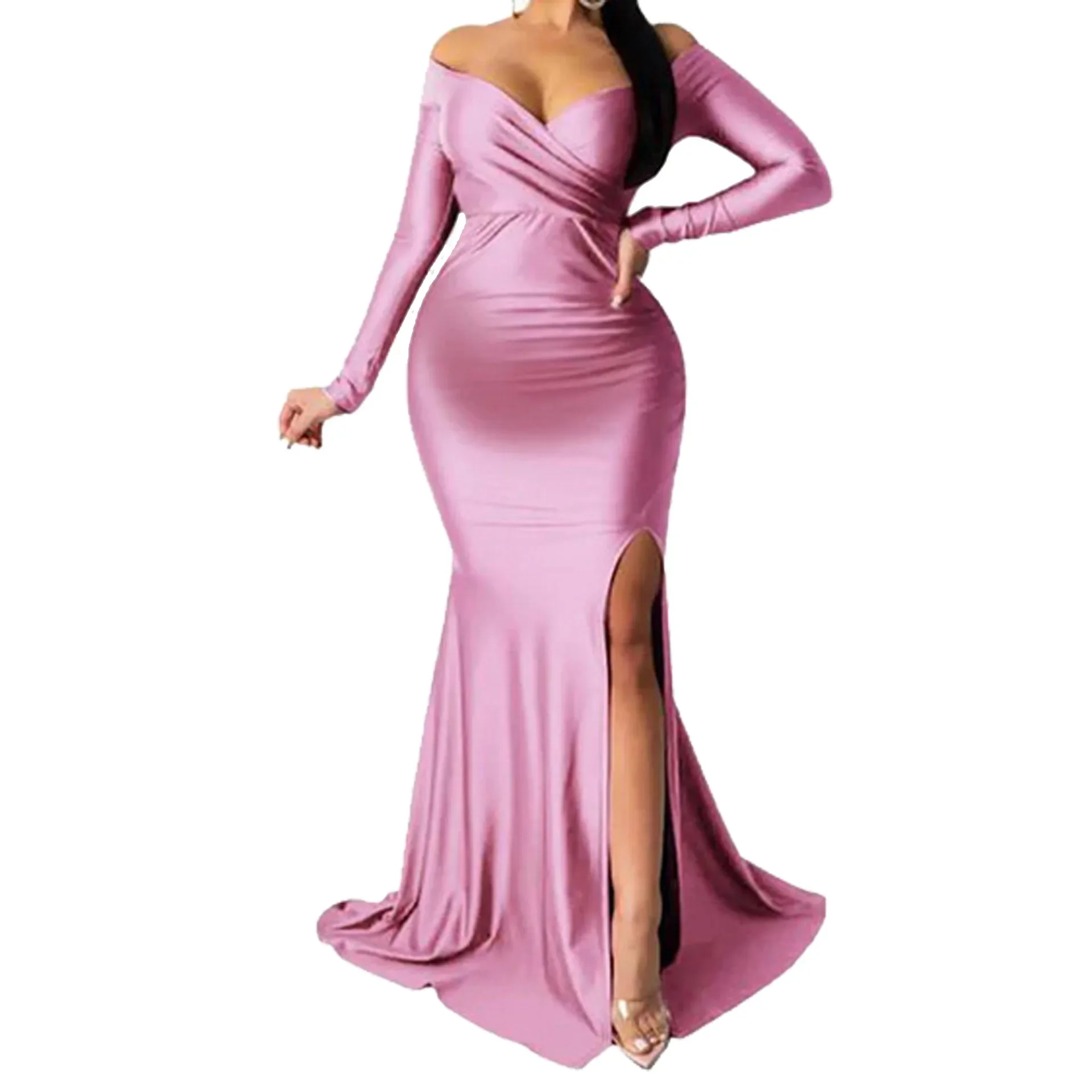 New Split Fashion Temperament Sexy Evening Cocktail Dress European and American Women's Dress