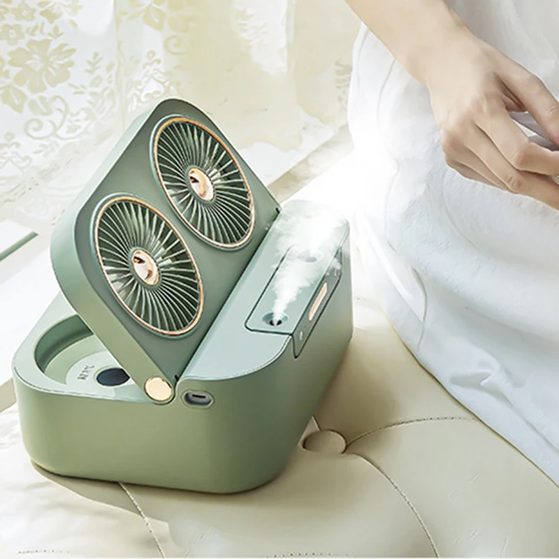 Ventilateur de pulvérisation à double lame, climatisation de bureau, USB, portable, refroidi à l'eau, vaporisateur muet, été