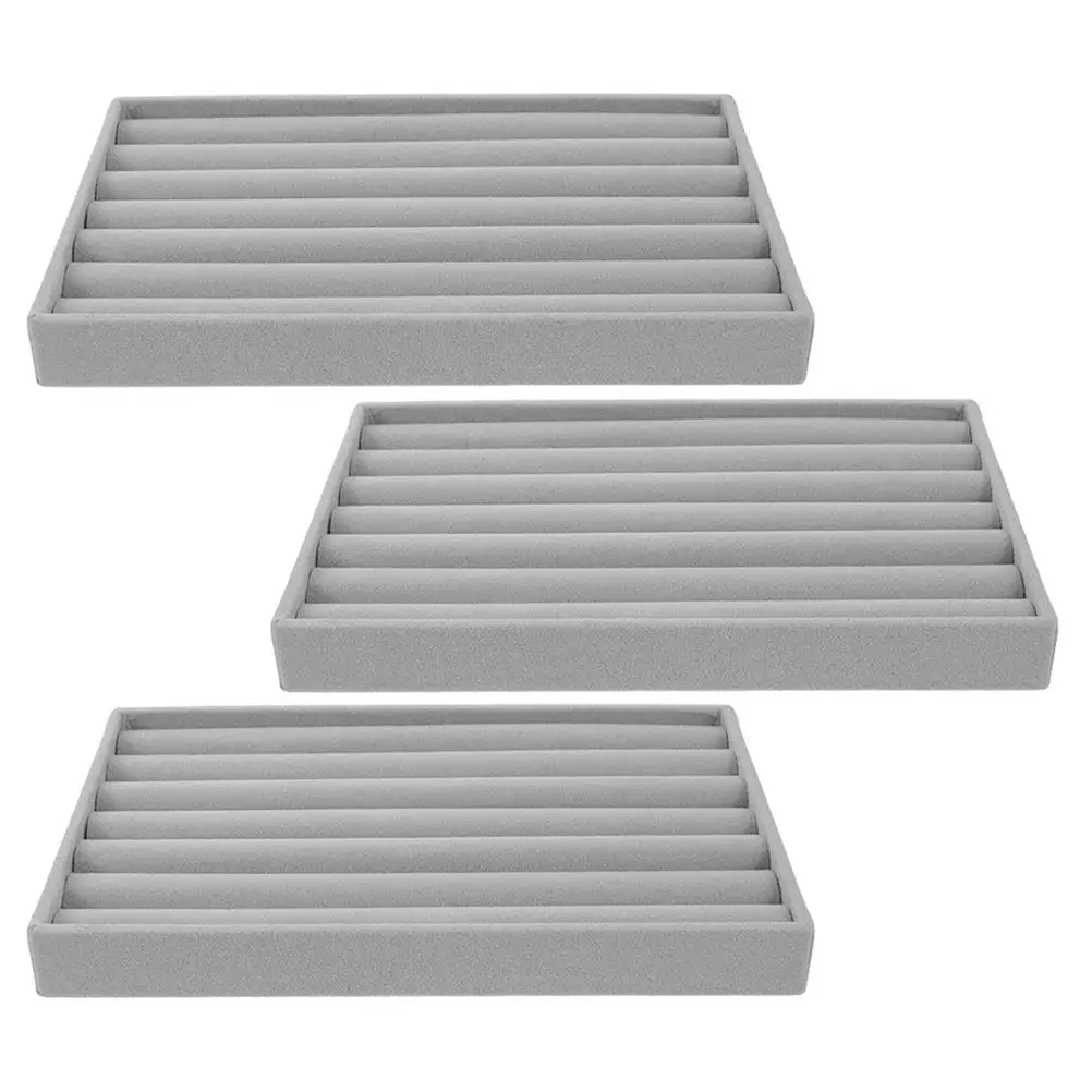 

3 Pcs Rings Trays Bracket Holder Grey Necklace Display Holder Thin Jewelry Display Tray Jewelry Tray Box Container