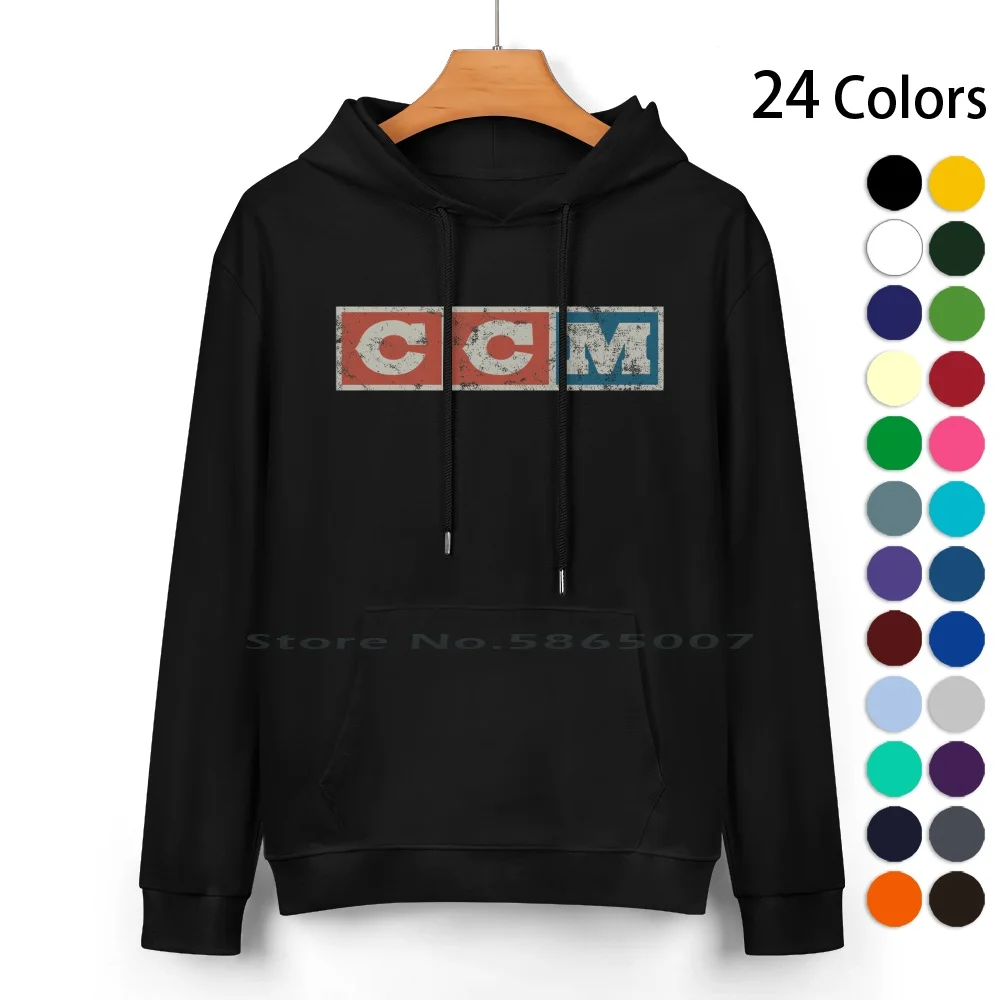 Ccm Logo Vintage Distressed Cotton Hoodie Sweater 24 Colors Ccm Logo Equipment Hockey Ice Sports Cooper Jofa Koho Logos Ccm