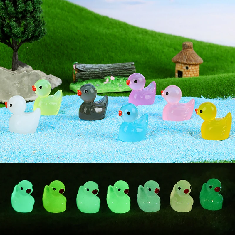 Luminous Cute Little Duck Ornament Pendant Micro Garden Landscape DIY Car Ornaments Decorations Toys