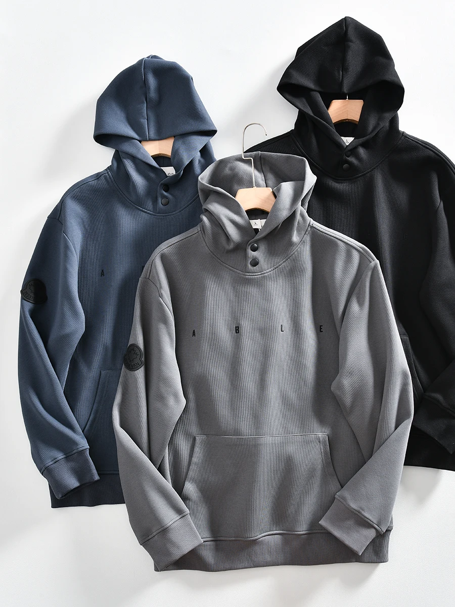 

American Style Streetwear Cotton Hoodie Men's Color Casual Loose Fit Sweatshirt Youth Popular Autumn Fashion