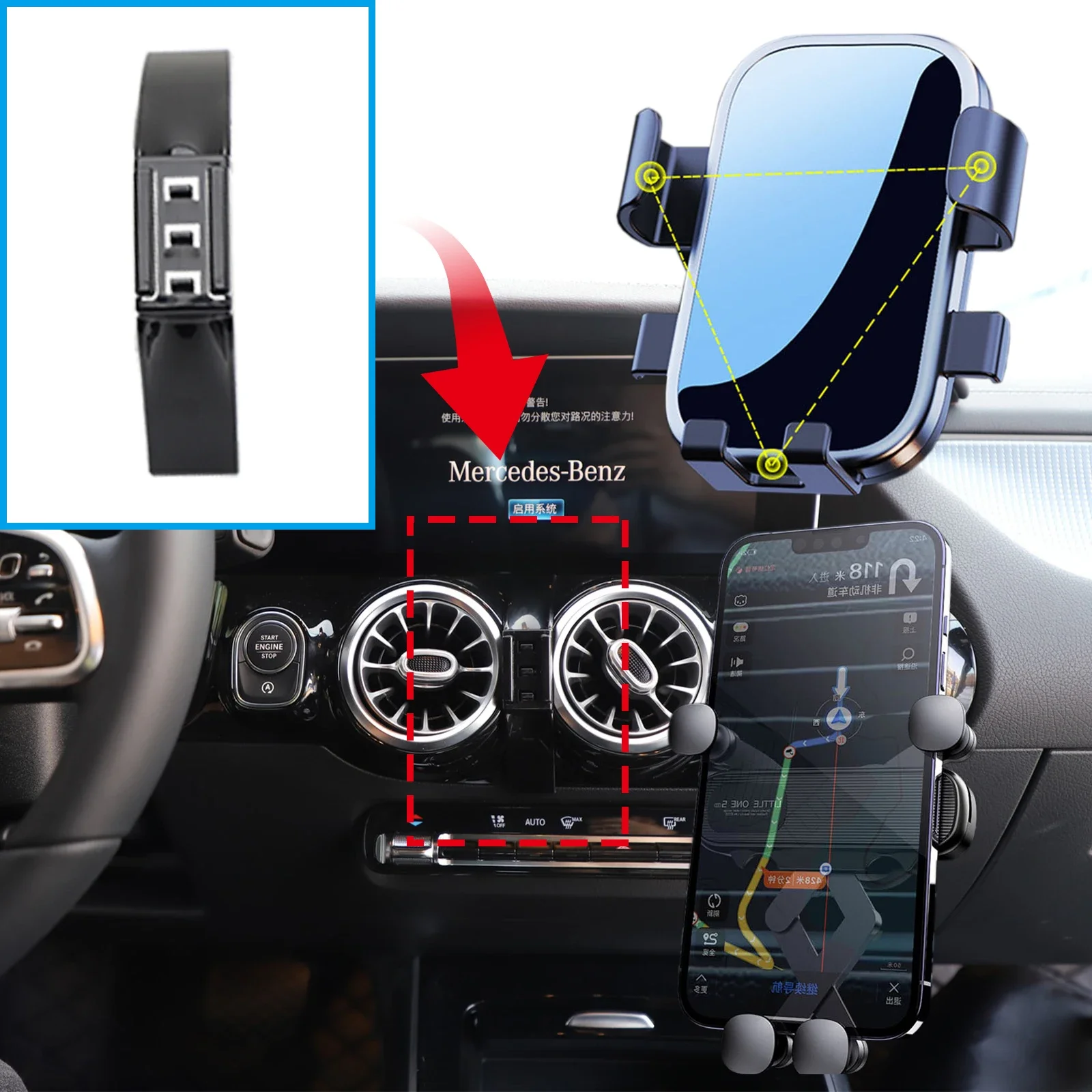 

GPS Bracket Car Mobile Phone Holder for Mercedes-Benz EQA Class B GLA H234 2020~2025 Navigation Stand Auto Accessories